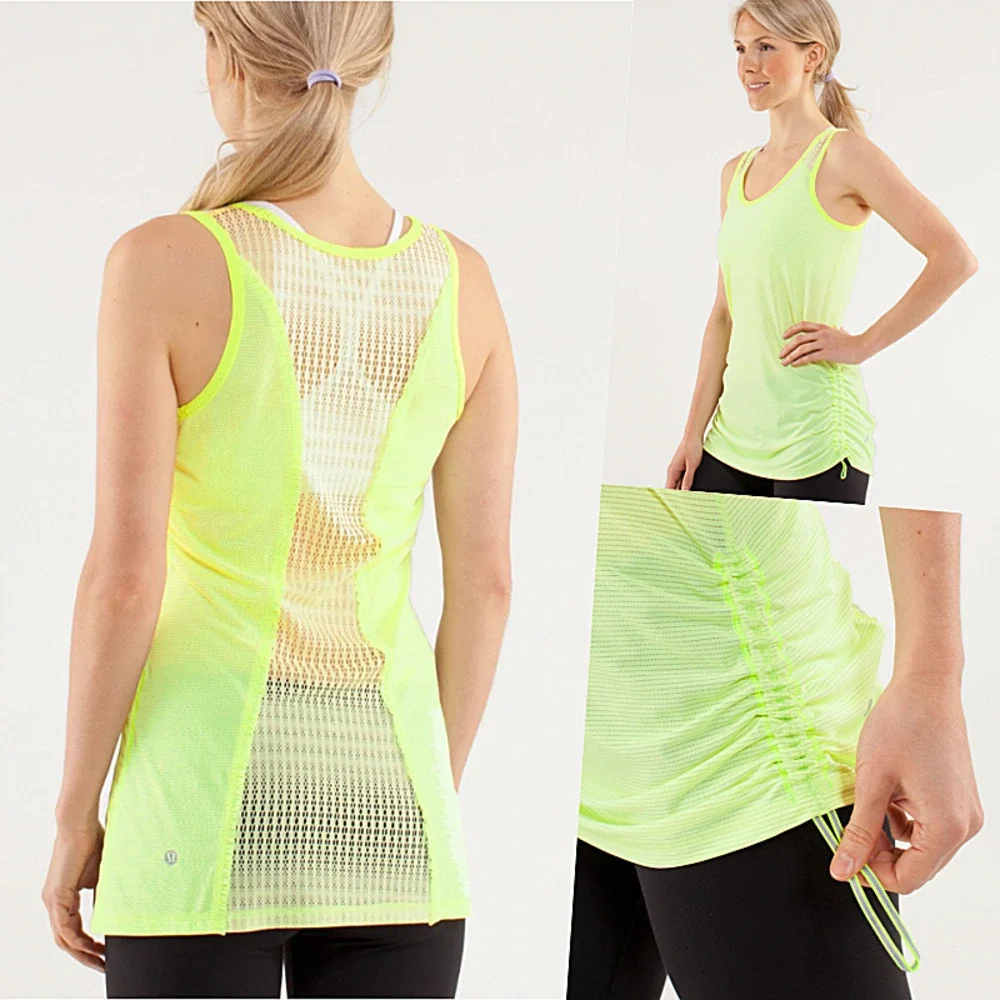 Lululemon Mesh Open Back Tank Neon Size 4 NWOT